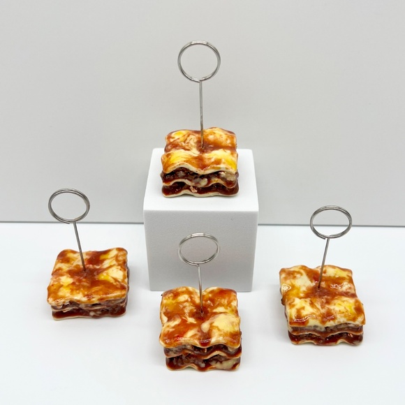 Lasagna Place Card Holders – Set of 4 | Handmade Clay Holiday Table Decor - Picture 14 of 16